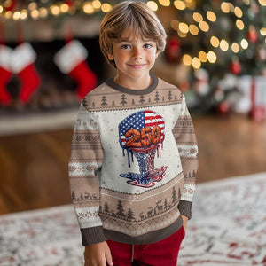 Patriotic Basketball Drip Ugly Christmas Sweater USA 250th Anniversary Gift TS12 Mocha Mousse Print Your Wear