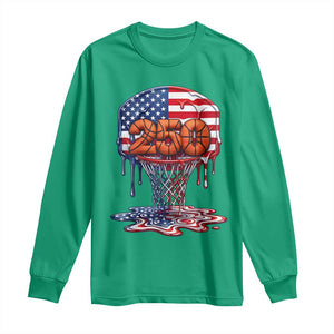 Patriotic Basketball Drip Long Sleeve Shirt USA 250th Anniversary Gift TS12 Irish Green Print Your Wear