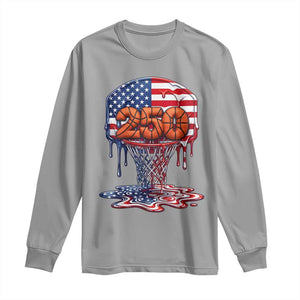 Patriotic Basketball Drip Long Sleeve Shirt USA 250th Anniversary Gift TS12 Sport Gray Print Your Wear