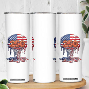 Patriotic Basketball Drip Skinny Tumbler USA 250th Anniversary Gift TS12 Print Your Wear