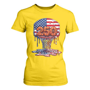 Patriotic Basketball Drip T Shirt For Women USA 250th Anniversary Gift TS12 Daisy Print Your Wear