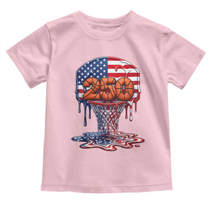 Patriotic Basketball Drip Toddler T Shirt USA 250th Anniversary Gift TS12 Light Pink Print Your Wear