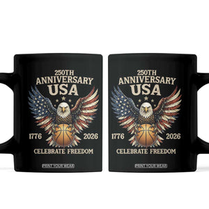 250 Years Of Freedom Basketball Coffee Mug Patriotic Athlete Gift TS12 Black Print Your Wear