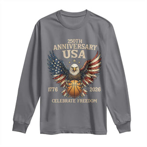 250 Years Of Freedom Basketball Long Sleeve Shirt Patriotic Athlete Gift TS12 Charcoal Print Your Wear