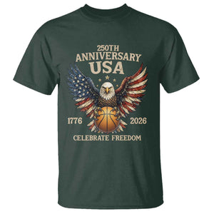 250 Years Of Freedom Basketball T Shirt Patriotic Athlete Gift TS12 Dark Forest Green Print Your Wear