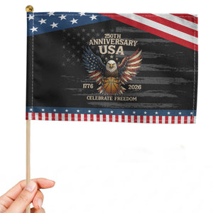 250 Years Of Freedom Basketball Patriotic Handheld Flag Athlete Gift TS12 Distressed 8.2" × 5.5" Black Blue Print Your Wear