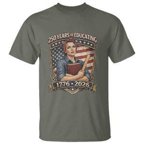 250 Years Of Educating America T Shirt Proud Teacher Patriotic Gift TS12 Military Green Print Your Wear