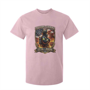 Firefighter USA 250th Anniversary Gift T Shirt For Kid 250 Years Of Courage TS12 Light Pink Print Your Wear
