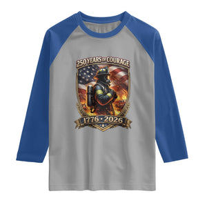Firefighter USA 250th Anniversary Gift Raglan Shirt 250 Years Of Courage TS12 Sport Gray Royal Print Your Wear