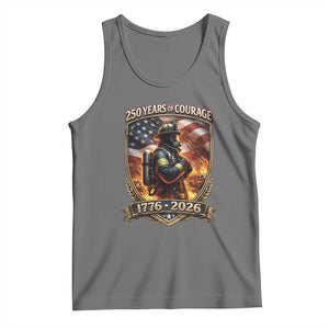 Firefighter USA 250th Anniversary Gift Tank Top 250 Years Of Courage TS12 Black Heather Print Your Wear