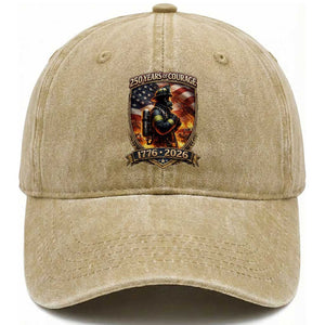 Firefighter USA 250th Anniversary Gift Washed Cotton Baseball Cap 250 Years Of Courage TS12 Print Your Wear