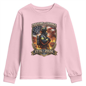 Firefighter USA 250th Anniversary Gift Youth Sweatshirt 250 Years Of Courage TS12 Light Pink Print Your Wear