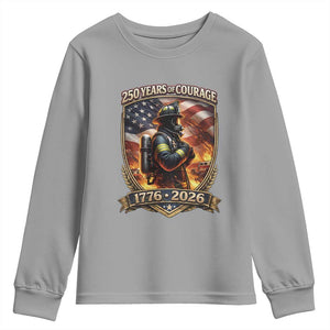 Firefighter USA 250th Anniversary Gift Youth Sweatshirt 250 Years Of Courage TS12 Sport Gray Print Your Wear