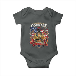 Patriotic Firefighter 250 Years Of Courage USA Anniversary Gift Baby Onesie TS12 Dark Heather Print Your Wear