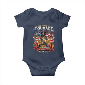 Patriotic Firefighter 250 Years Of Courage USA Anniversary Gift Baby Onesie TS12 Navy Print Your Wear
