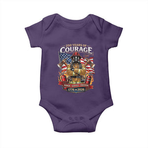 Patriotic Firefighter 250 Years Of Courage USA Anniversary Gift Baby Onesie TS12 Purple Print Your Wear
