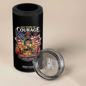 Patriotic Firefighter 250 Years Of Courage USA Anniversary Gift 4 in 1 Can Cooler Tumbler TS12 Print Your Wear