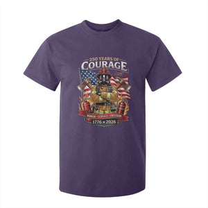 Patriotic Firefighter 250 Years Of Courage USA Anniversary Gift T Shirt For Kid TS12 Purple Print Your Wear