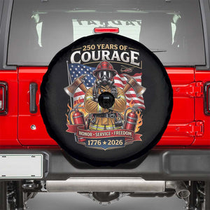 Patriotic Firefighter 250 Years Of Courage USA Anniversary Gift Spare Tire Cover TS12 Black Print Your Wear