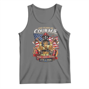 Patriotic Firefighter 250 Years Of Courage USA Anniversary Gift Tank Top TS12 Black Heather Print Your Wear