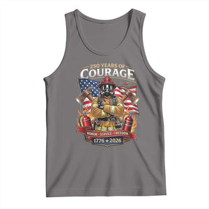 Patriotic Firefighter 250 Years Of Courage USA Anniversary Gift Tank Top TS12 Deep Heather Print Your Wear