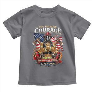 Patriotic Firefighter 250 Years Of Courage USA Anniversary Gift Toddler T Shirt TS12 Charcoal Print Your Wear