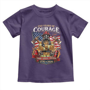 Patriotic Firefighter 250 Years Of Courage USA Anniversary Gift Toddler T Shirt TS12 Purple Print Your Wear
