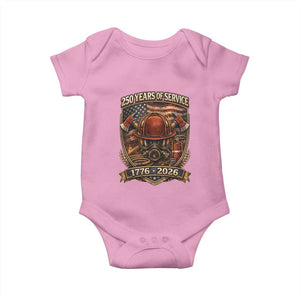 Patriotic Firefighter 250 Years Of Service USA Anniversary Gift Baby Onesie TS12 Light Pink Print Your Wear