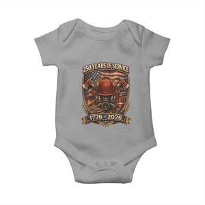 Patriotic Firefighter 250 Years Of Service USA Anniversary Gift Baby Onesie TS12 Sport Gray Print Your Wear