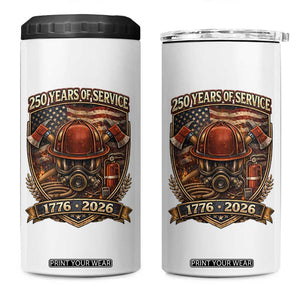 Patriotic Firefighter 250 Years Of Service USA Anniversary Gift 4 in 1 Can Cooler Tumbler TS12 One Size: 16 oz White Print Your Wear