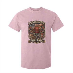 Patriotic Firefighter 250 Years Of Service USA Anniversary Gift T Shirt For Kid TS12 Light Pink Print Your Wear