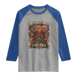 Patriotic Firefighter 250 Years Of Service USA Anniversary Gift Raglan Shirt TS12 Sport Gray Royal Print Your Wear