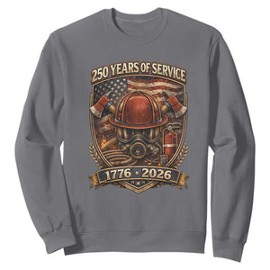 Patriotic Firefighter 250 Years Of Service USA Anniversary Gift Sweatshirt TS12 Charcoal Print Your Wear