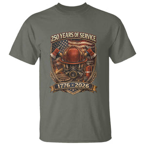 Patriotic Firefighter 250 Years Of Service USA Anniversary Gift T Shirt TS12 Military Green Print Your Wear