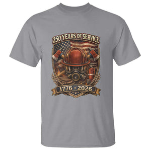Patriotic Firefighter 250 Years Of Service USA Anniversary Gift T Shirt TS12 Sport Gray Print Your Wear