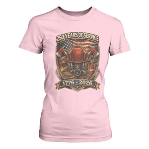 Patriotic Firefighter 250 Years Of Service USA Anniversary Gift T Shirt For Women TS12 Light Pink Print Your Wear