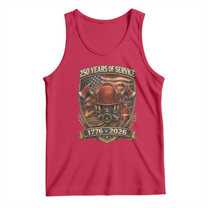 Patriotic Firefighter 250 Years Of Service USA Anniversary Gift Tank Top TS12 Red Print Your Wear