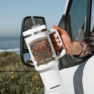 Patriotic Firefighter 250 Years Of Service USA Anniversary Gift Tumbler With Handle TS12 Print Your Wear