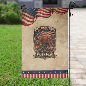 Firefighter 250 Years Of Service USA Anniversary Gift Patriotic Garden Flag TS12 Vintage Rustic Tan Navy Print Your Wear