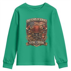Patriotic Firefighter 250 Years Of Service USA Anniversary Gift Youth Sweatshirt TS12 Irish Green Print Your Wear