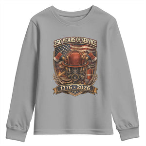 Patriotic Firefighter 250 Years Of Service USA Anniversary Gift Youth Sweatshirt TS12 Sport Gray Print Your Wear