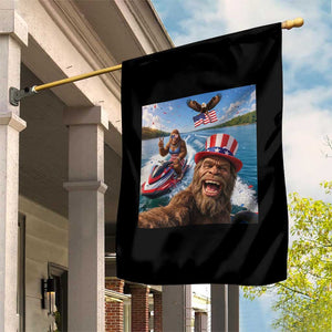 Patriotic Bigfoot Squad Chill Summer Vacation Graphic Garden Flag