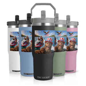 Patriotic Bigfoot Squad Chill Summer Vacation Graphic Flip Straw Tumbler TS12 Print Your Wear