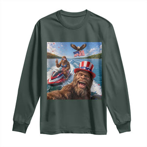 Patriotic Bigfoot Squad Chill Summer Vacation Graphic Long Sleeve Shirt