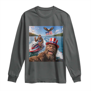 Patriotic Bigfoot Squad Chill Summer Vacation Graphic Long Sleeve Shirt