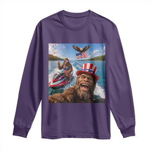 Patriotic Bigfoot Squad Chill Summer Vacation Graphic Long Sleeve Shirt