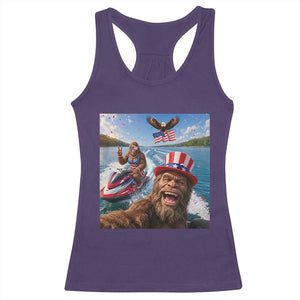 Patriotic Bigfoot Squad Chill Summer Vacation Graphic Racerback Tank Top TS12 Purple Print Your Wear