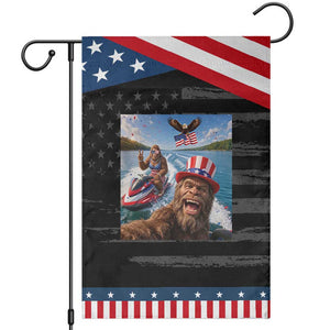 Funny Bigfoot Squad Chill Summer Vacation Graphic Patriotic Garden Flag TS12 Distressed Black Blue Print Your Wear