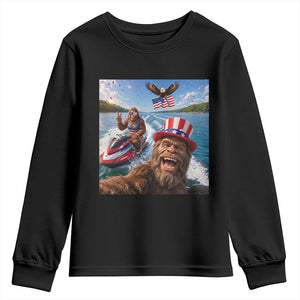 Patriotic Bigfoot Squad Chill Summer Vacation Graphic Youth Sweatshirt
