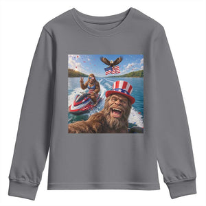 Patriotic Bigfoot Squad Chill Summer Vacation Graphic Youth Sweatshirt